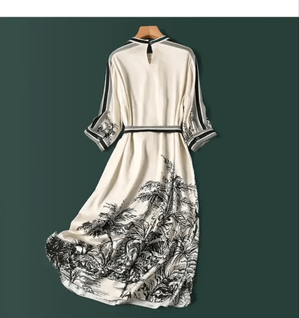 Summer Chic Satin Print Dress - Trendy Mix