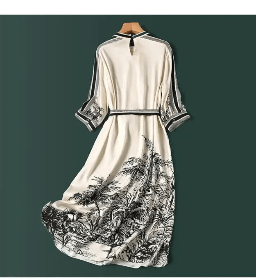 Summer Chic Satin Print Dress - Trendy Mix