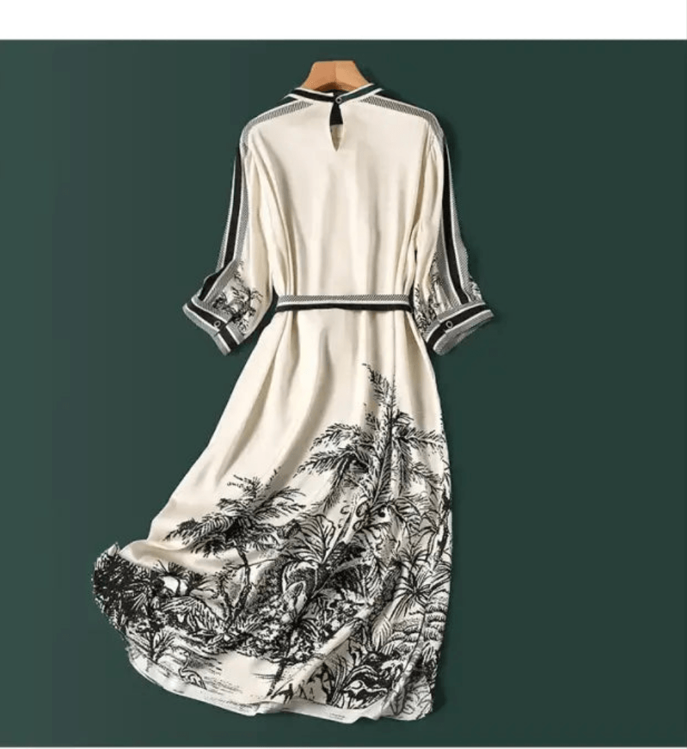 Summer Chic Satin Print Dress - Trendy Mix