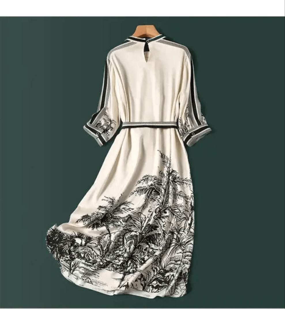 Summer Chic Satin Print Dress - Trendy Mix