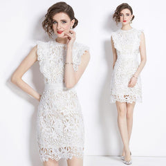 French Retro Water Soluble Lace Dress - Trendy Mix