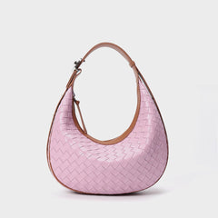 Woven Dumpling-Style Genuine Leather Women's Crossbody Bag - Trendy Mix