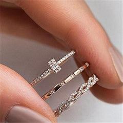 Fashion Creative Cross Ring Rhinestone Zircon - Trendy Mix