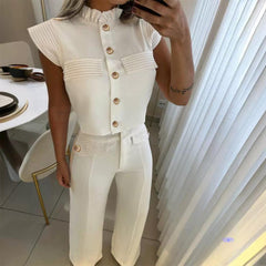 Striped Stitching Single-breasted Women's Suit - Trendy Mix