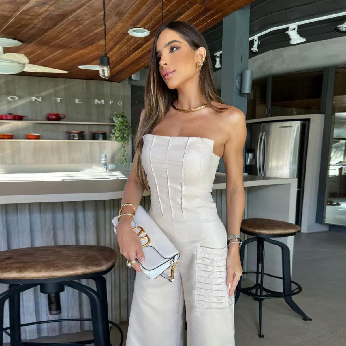 Camisole Tube Top Wide Leg Pants Women's Suit - Trendy Mix