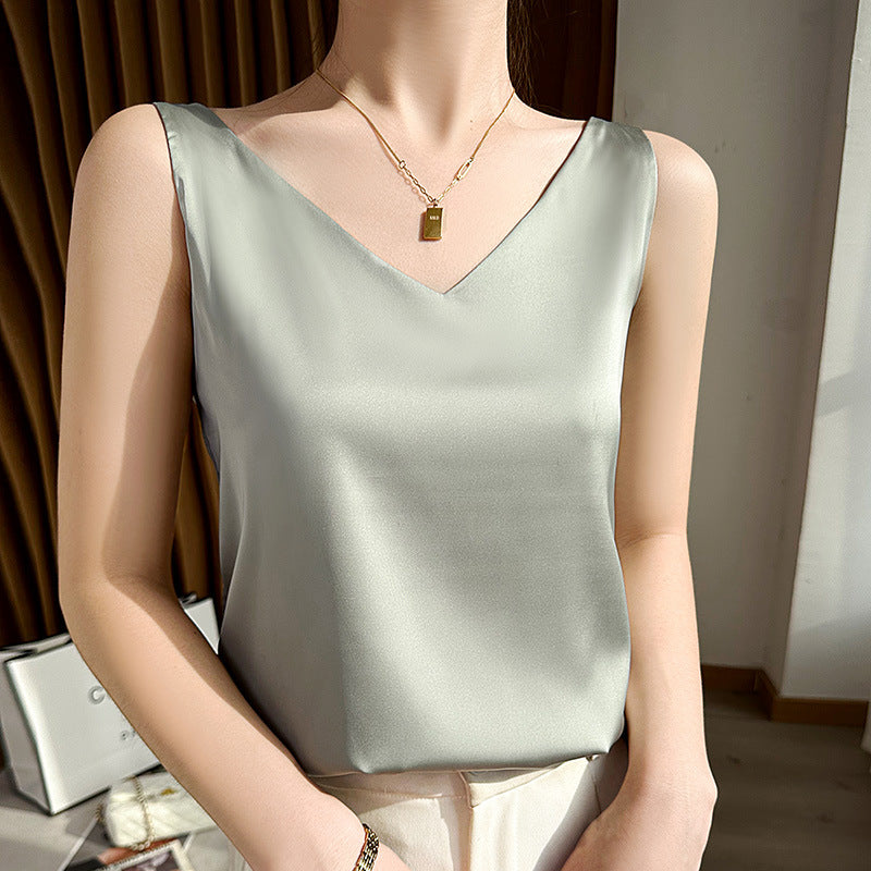 Plus Size Satin Vest Suit