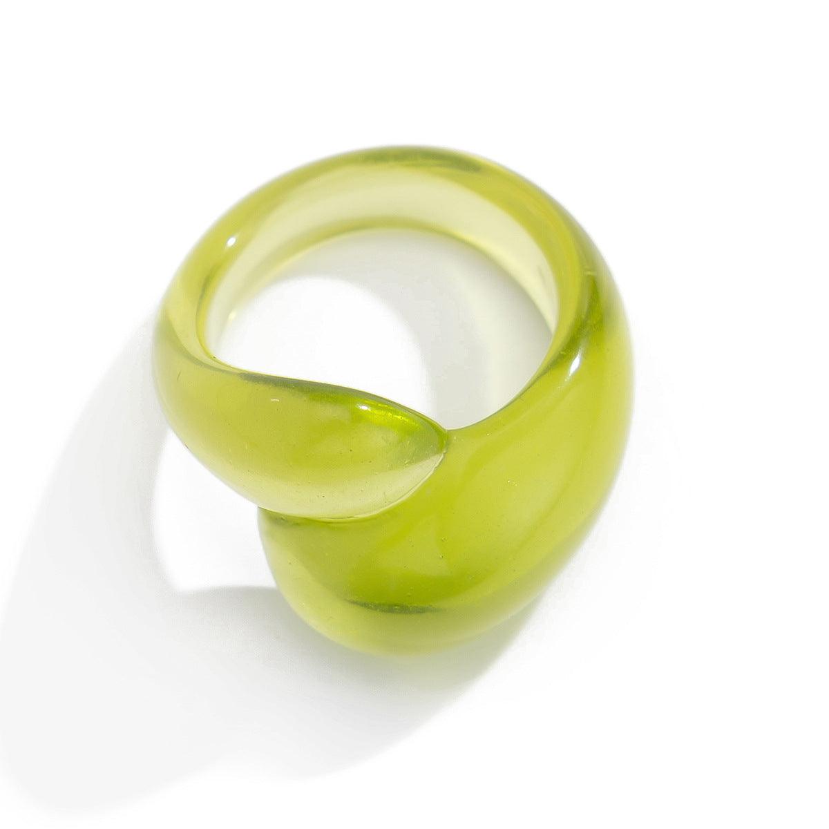 Irregular Double Water Drop Plastic Ring - Trendy Mix