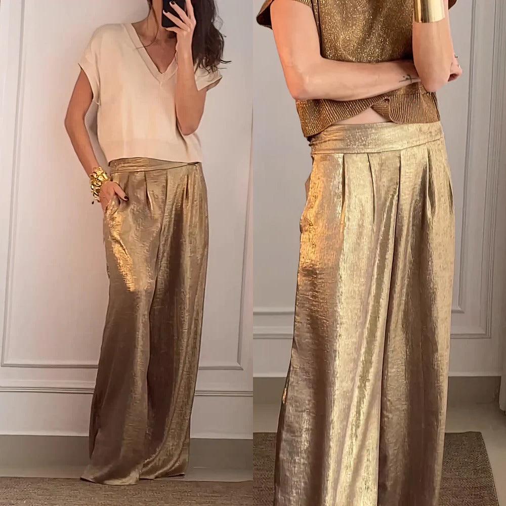 Women's High Waist Slimming Loose Casual Wide Leg Pants - Trendy Mix