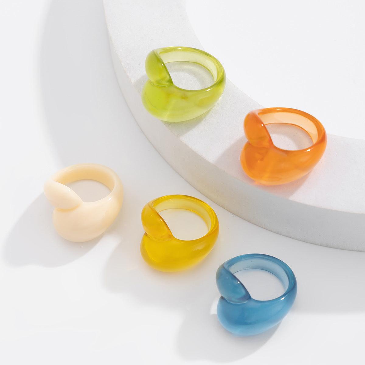 Irregular Double Water Drop Plastic Ring - Trendy Mix