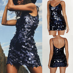 Sequin Irregular Spaghetti-strap Dress Women - Trendy Mix