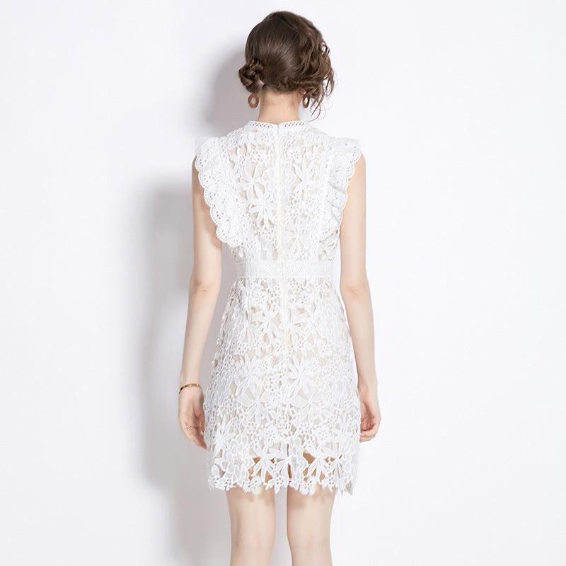 French Retro Water Soluble Lace Dress - Trendy Mix