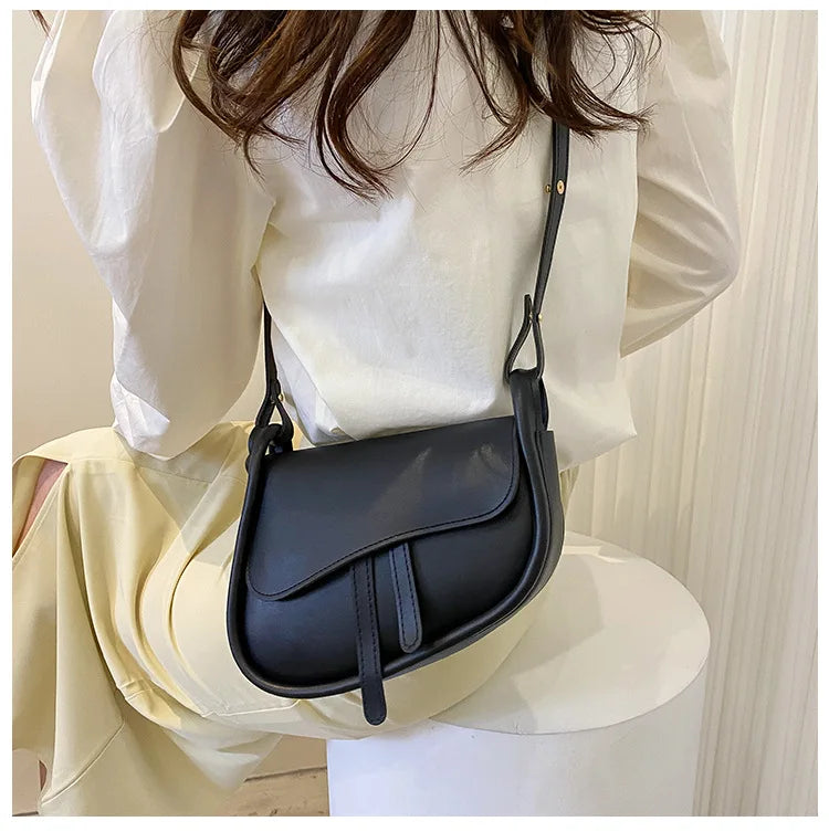 Stylish PU Leather Saddle Bag - Trendy Mix