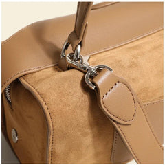 Coffee Matte Suede Tote – Luxury Winter Shoulder Bag in Two Sizes