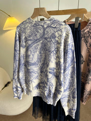 Luxury Designer Sweater Women Animal Floral Pattern Printing Pullover Sweater Classic Crew Neck Knit Tops High Quality