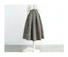 Tweed Fluffy Skirt 2024 Autumn/winter New Coverage Flesh High Waist Slimming Thick A-line Skirt