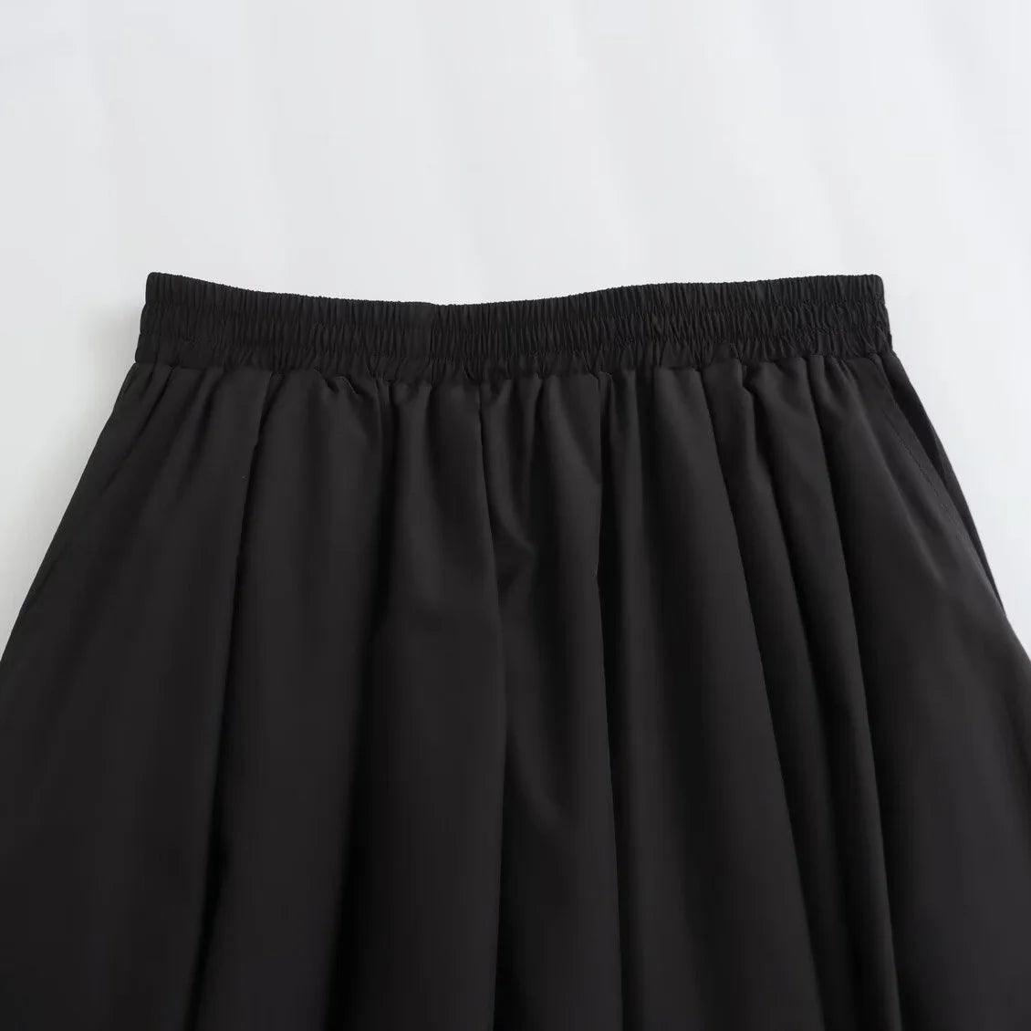 Chic Vintage Pleated A-Line Skirt - Trendy Mix