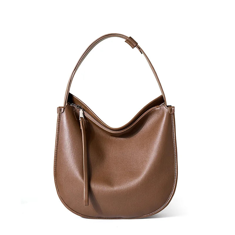 Classic Brown Leather Hobo Bag - Trendy Mix