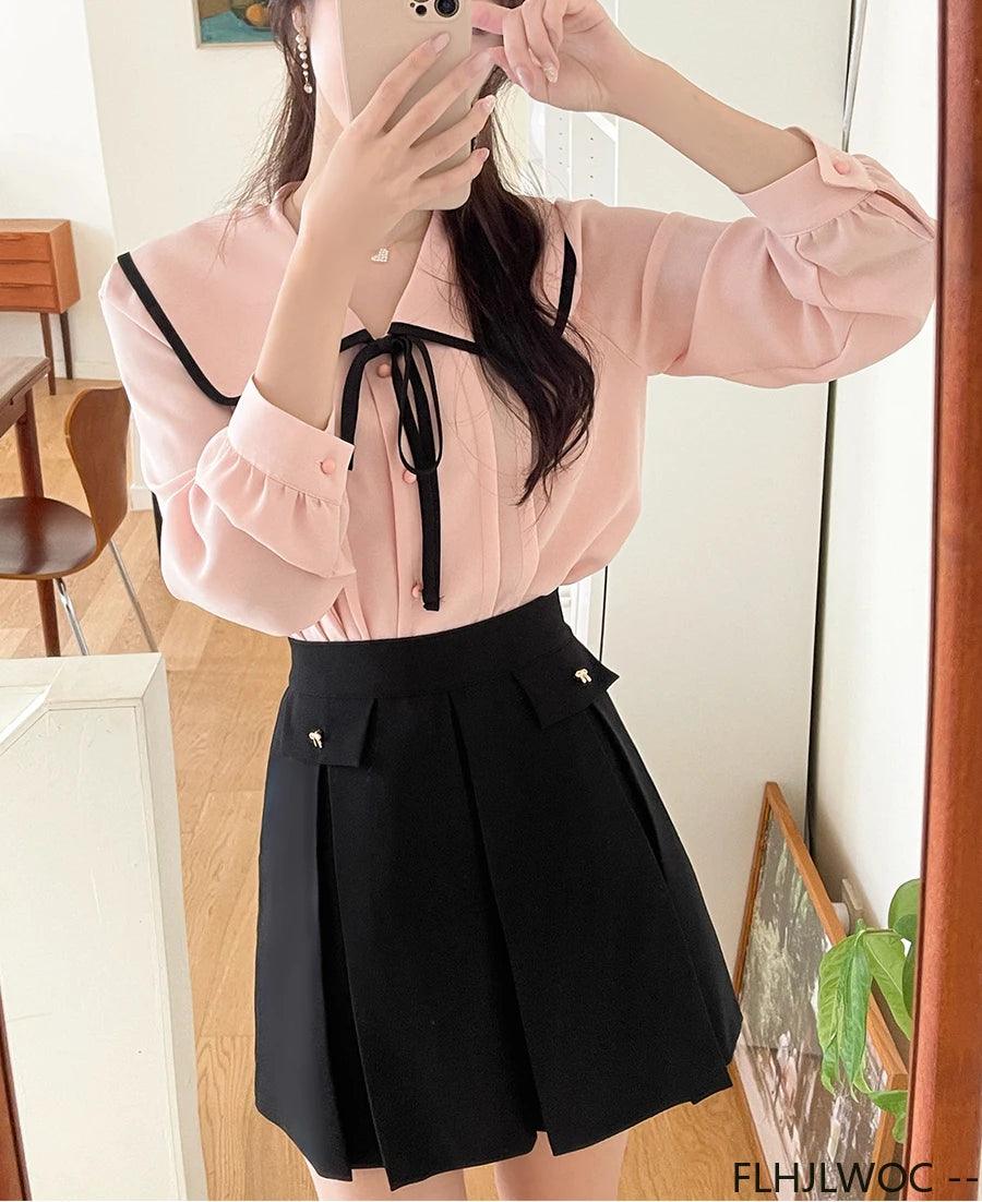 Charming Pink Bow-Tie Blouse