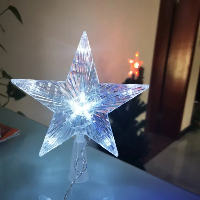 Christmas Tree Ornaments Stars LED Light Lamp Christmas Decorations Home Xmas Trees New Year 2024 Navidad Natal Noel 15cm/23cm