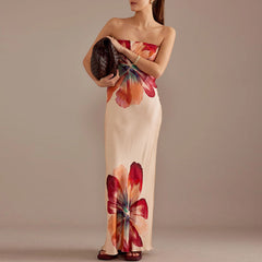 2024 Vintage Bloom Strapless Maxi Dress