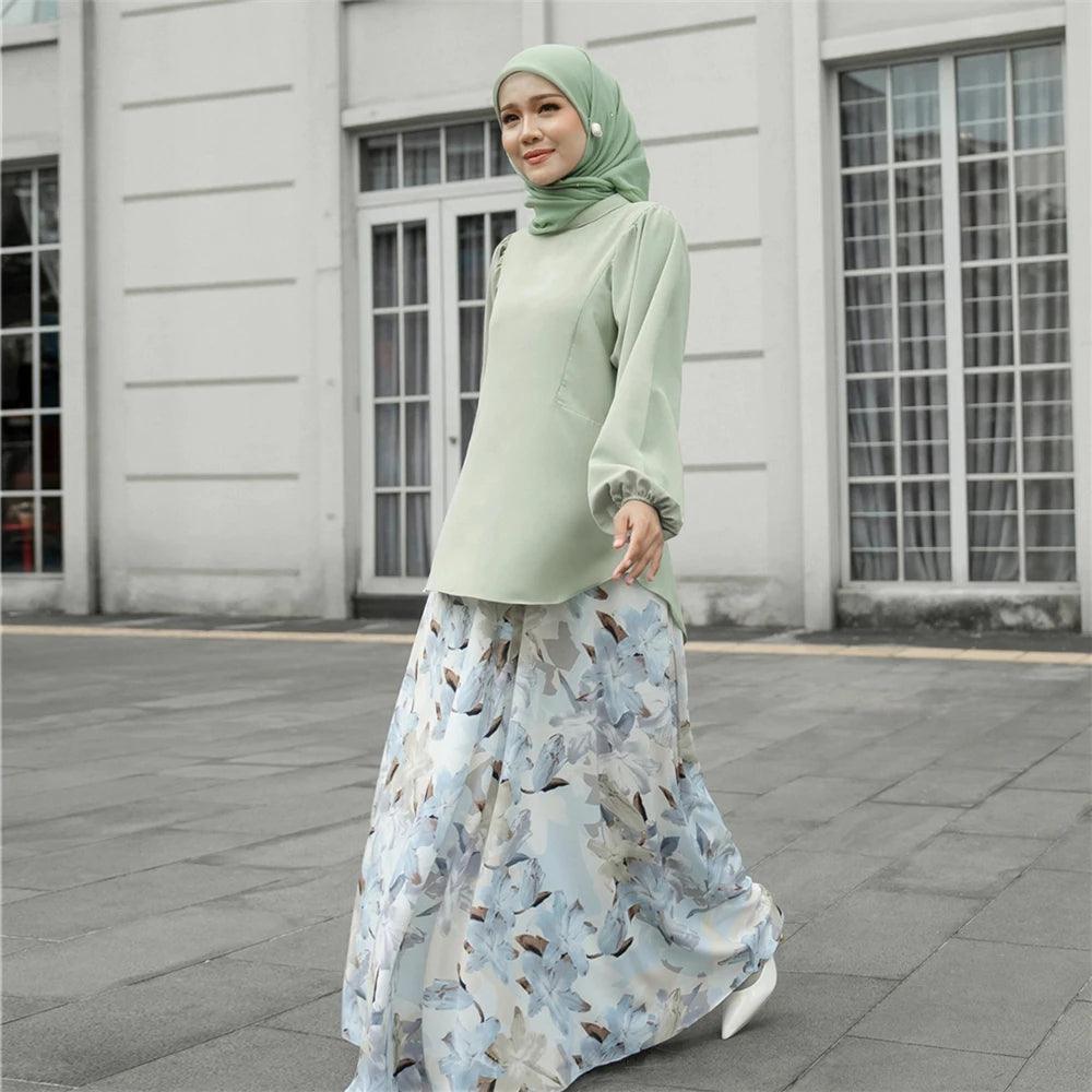 Islamic Floral Print A-Line Maxi outfit for Women - Trendy Mix