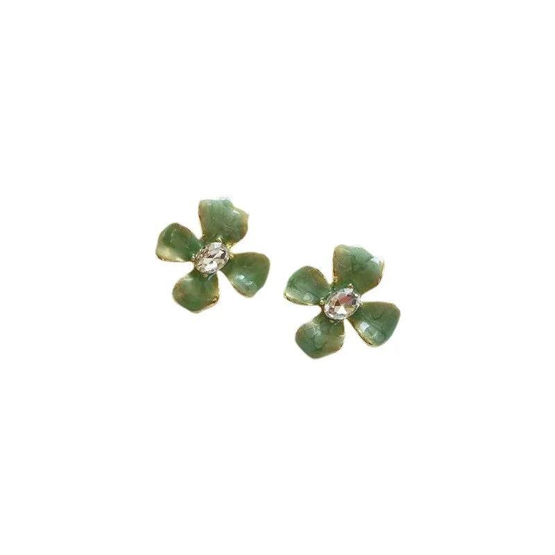 Green Flower Earrings - Trendy Mix