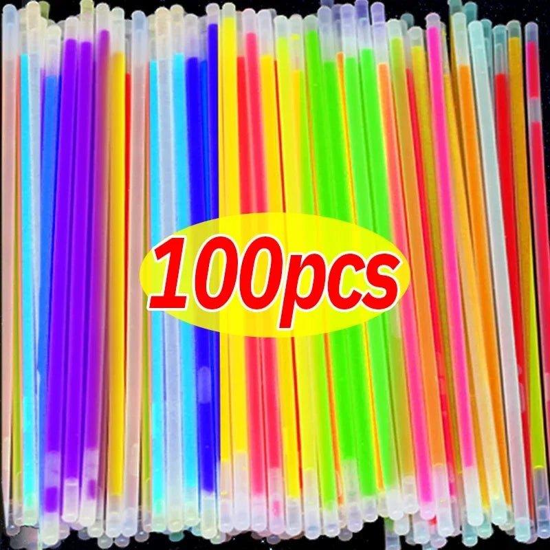 10/100Pcs Fluorescence Sticks Party Multicolor Glowing Bright Bendable Glow Bracelet Party Supplies Stick Bright Colorful Light - Trendy Mix