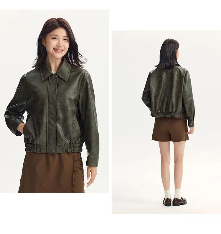 2024 Semir Textured PU Leather Jacket