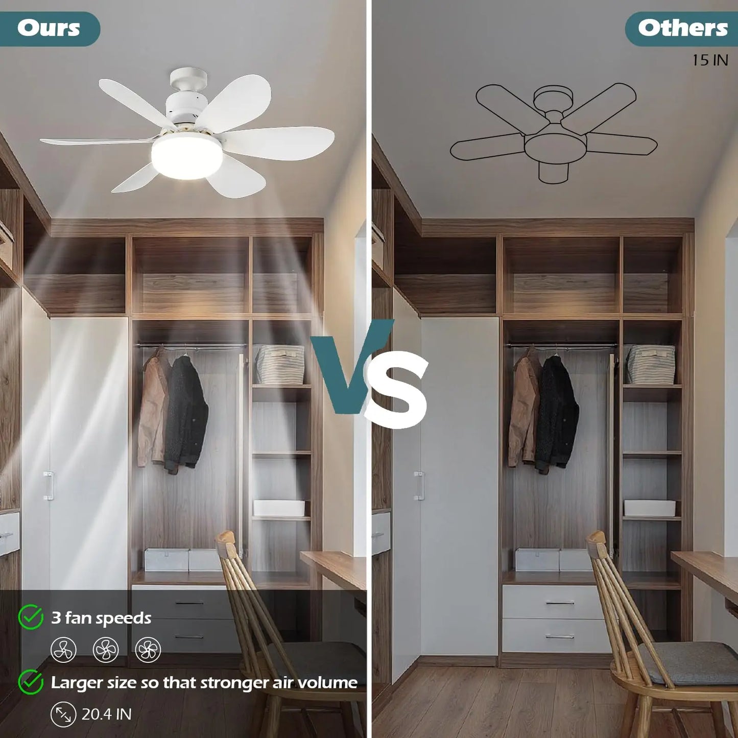 Remote-Controlled LED Ceiling Fan Light for Living Spaces
