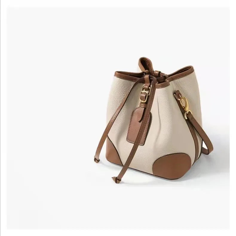 Chic Bucket Leather Crossbody Bag - Trendy Mix