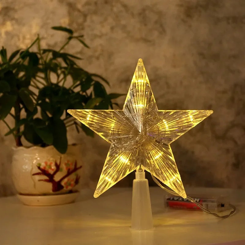 Christmas Tree Ornaments Stars LED Light Lamp Christmas Decorations Home Xmas Trees New Year 2024 Navidad Natal Noel 15cm/23cm