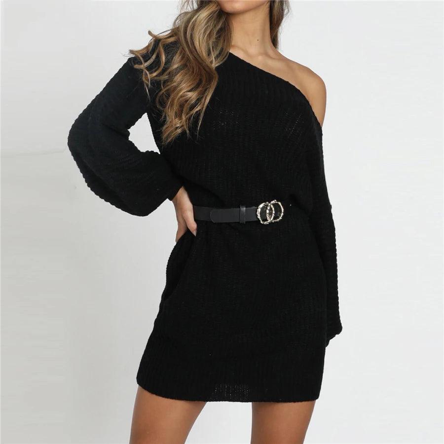 Cozy Glam Off-Shoulder Sweater Dress