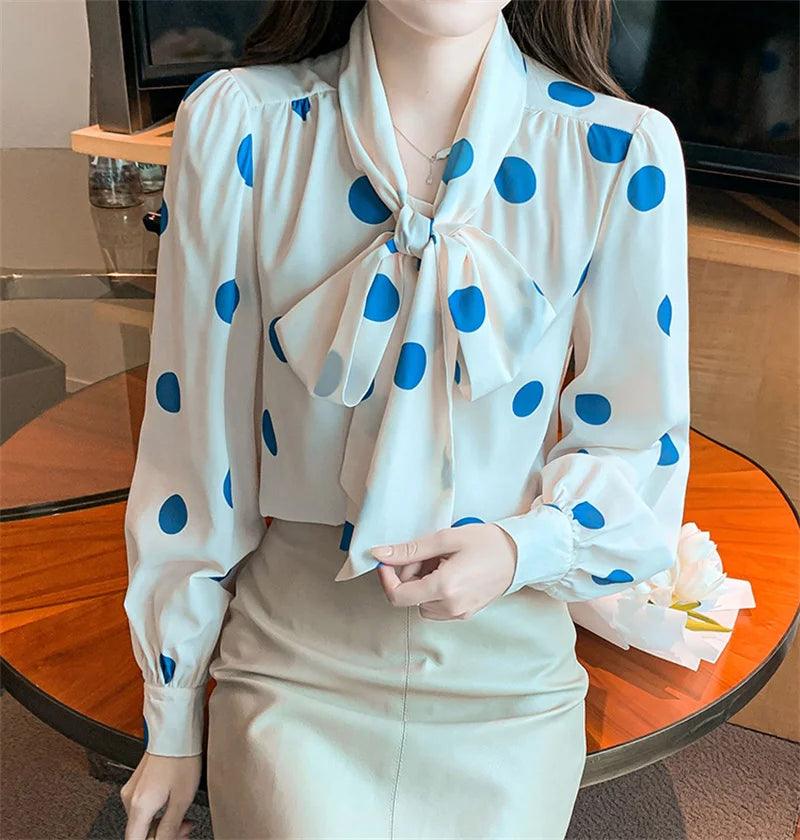 Spring Autumn Long Sleeve Office Ladies Blouses Tops - Trendy Mix