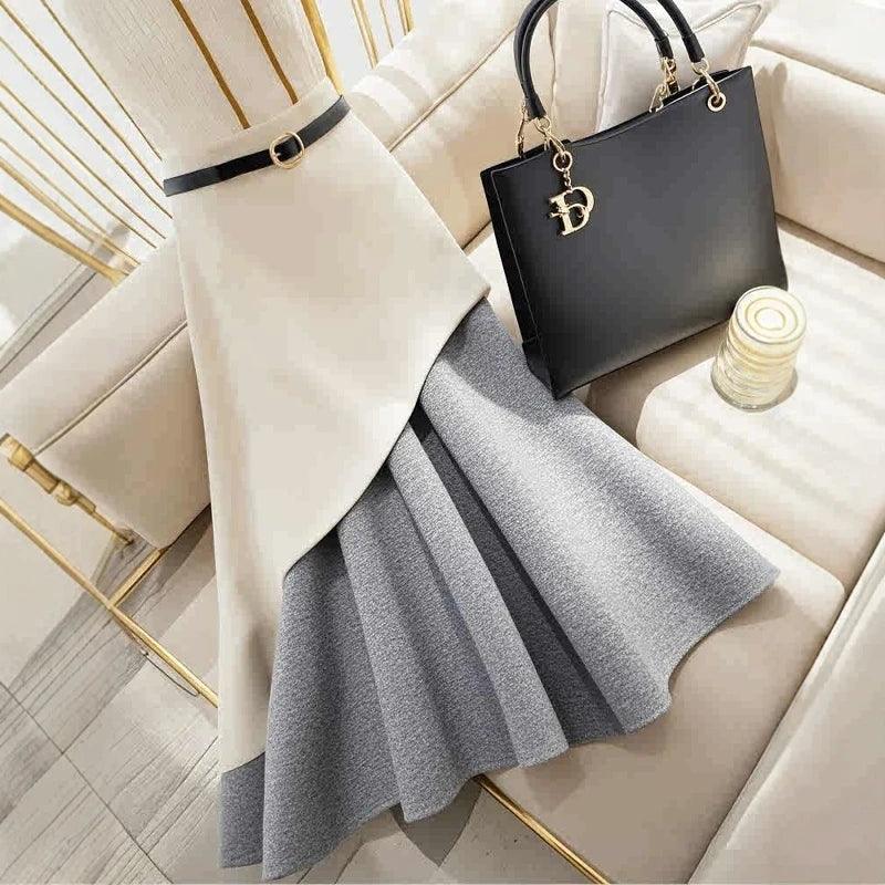 Grey & White Patchwork Skirt