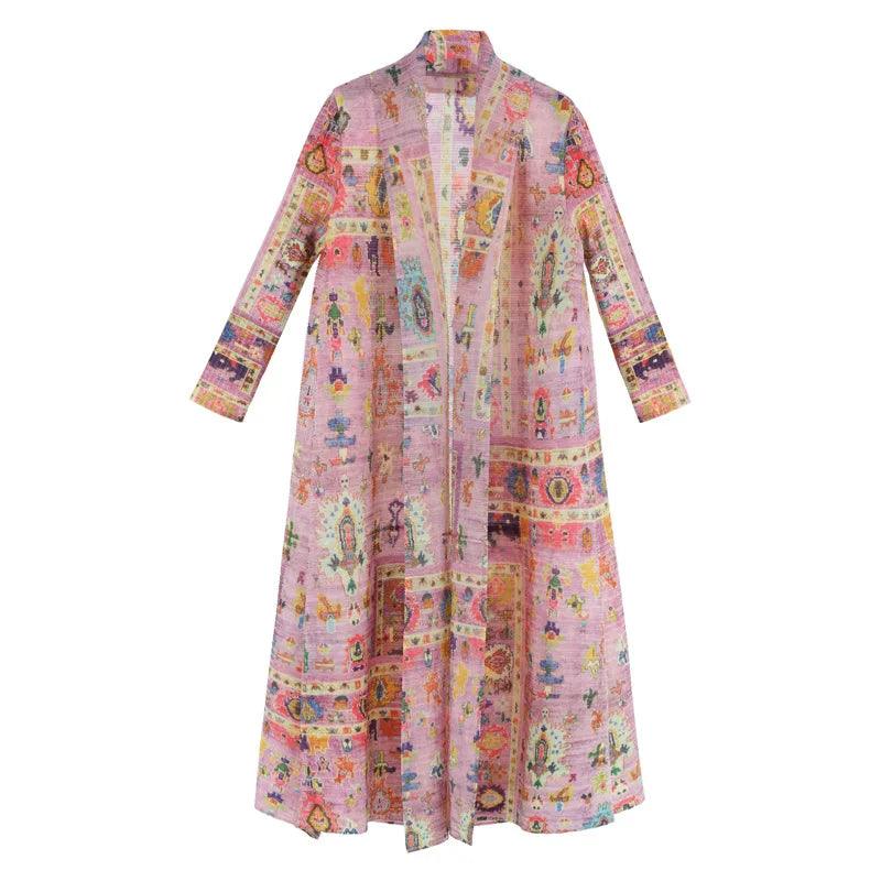 Chic 2024 Plus Size Floral Print Trench Coat - Trendy Mix