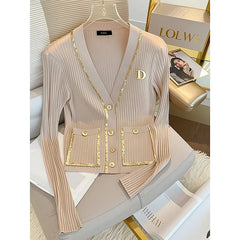 Light-Colored Knitted Cardigan for Women