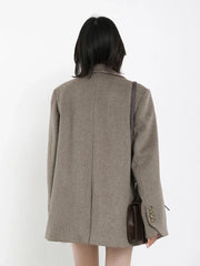 Chic Ven: 2024 Mid-Length Wool Blend Blazer Coat