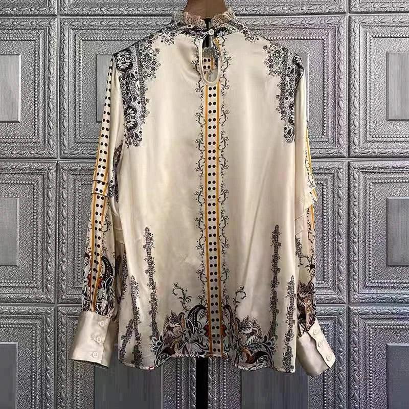 3XL Luxe Heritage Satin Blouse - Vintage Striped Button-Up Shirt for Women - Trendy Mix