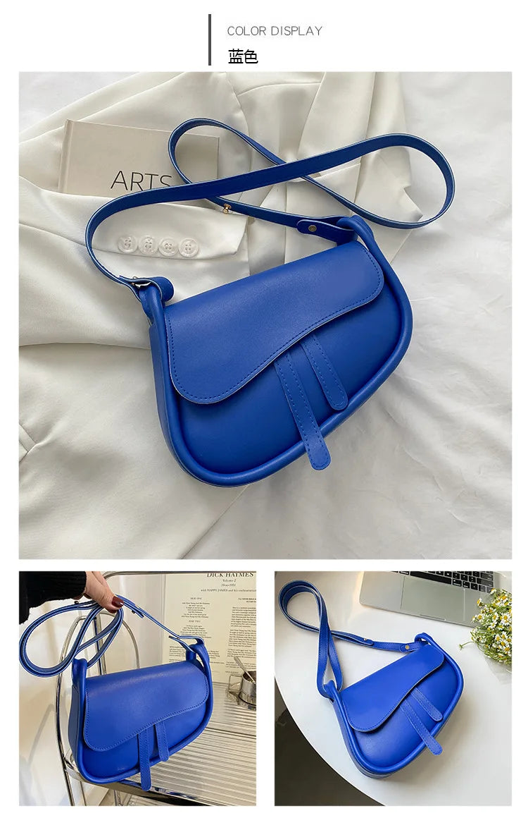 Stylish PU Leather Saddle Bag - Trendy Mix