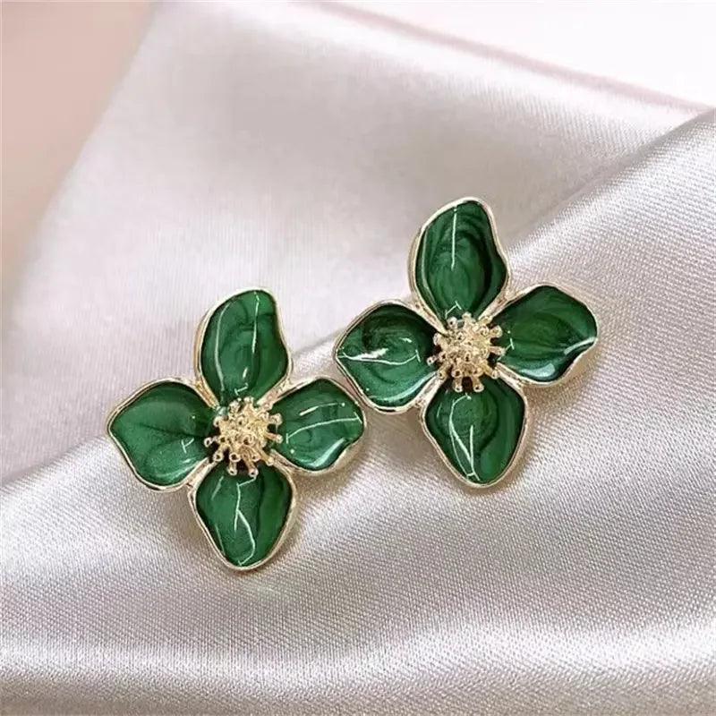 Green Flower Earrings - Trendy Mix