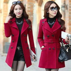 Korean Elegance: 2024 Long Double-Breasted Wool Coat - Trendy Mix