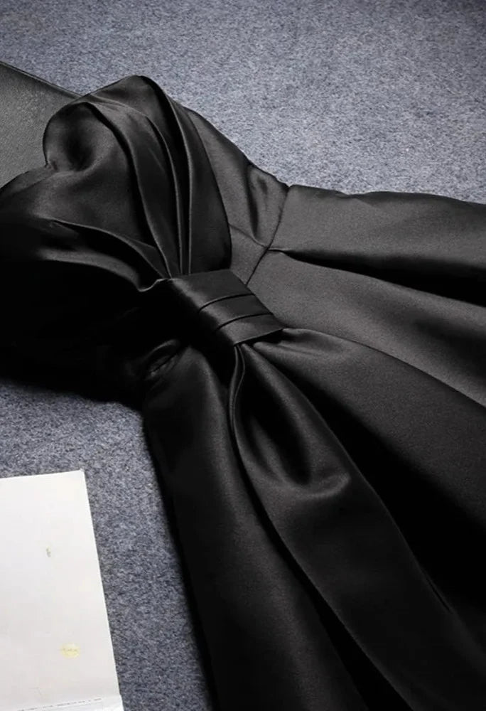 Black Short Prom Dress Women Sexy Princess Banquet Party Ball Dress Graduation Female Performance Gown