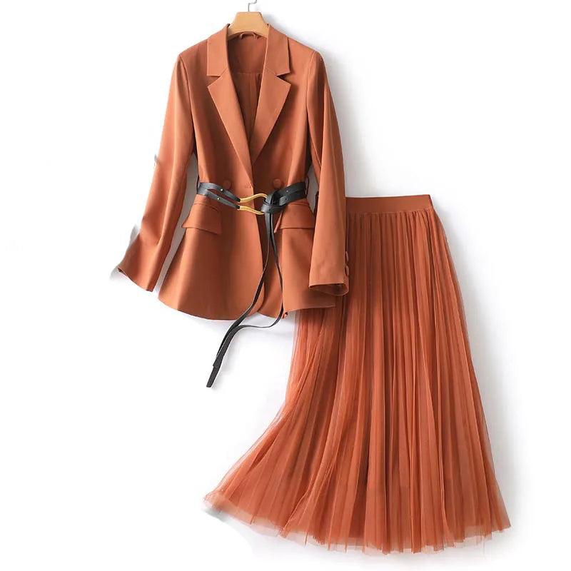 Tangerine Radiance Blazer & Skirt Set - Trendy Mix