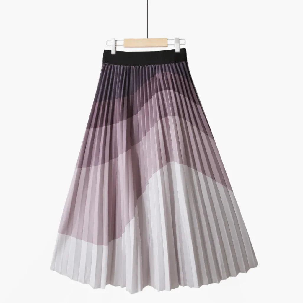 Fashion Gradient Pleated A-Line Midi Skirt