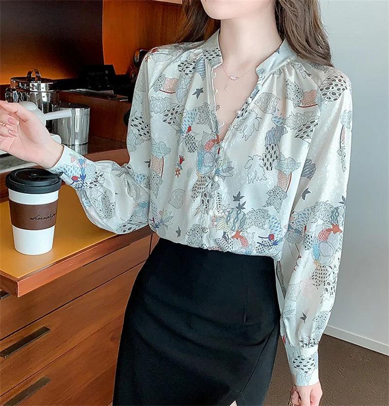 Spring Autumn Long Sleeve Office Ladies Blouses Tops - Trendy Mix