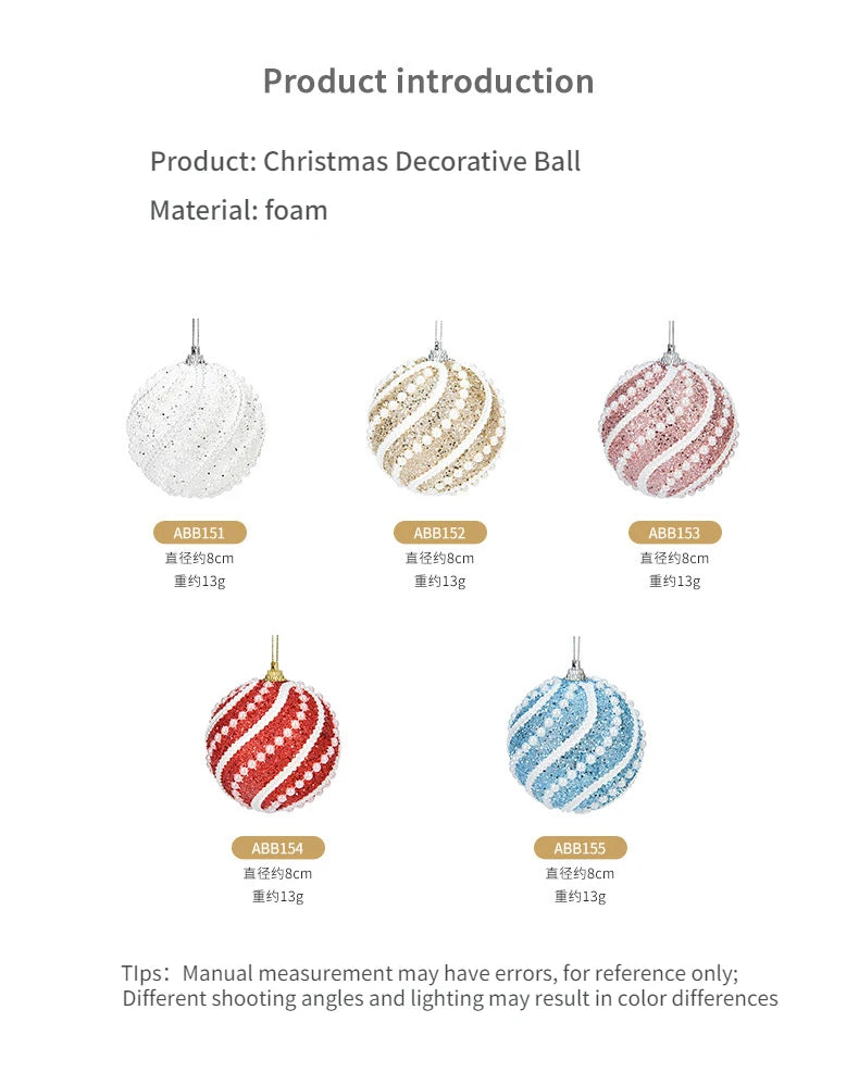 8cm Christmas Ball Tree Decoration Hanging Ornament Christmas Decoration Pendant Xmas Tree Home 2024 Navidad Natal New Year Gift