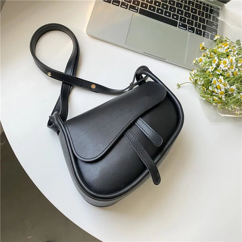 Stylish PU Leather Saddle Bag - Trendy Mix