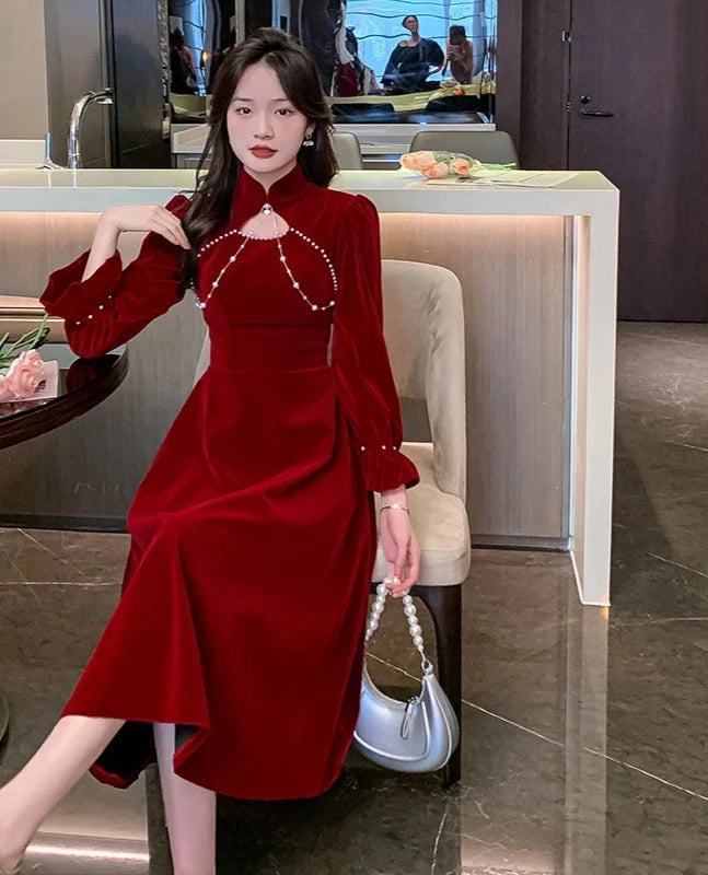 Chic Velvet Elegance Dress for Christmas and New Year