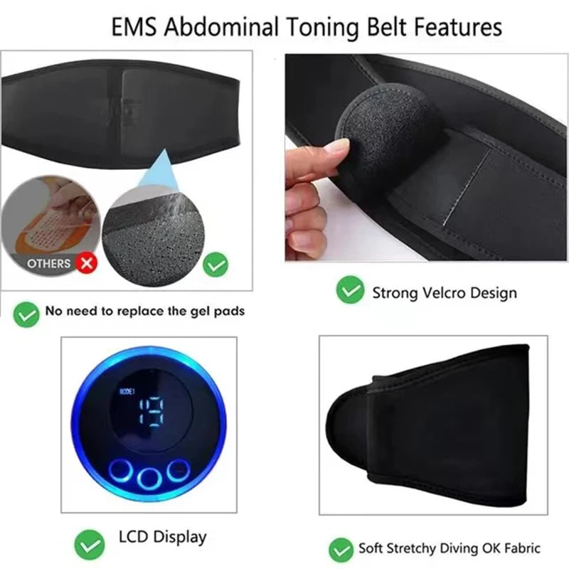 New Muscle Stimulator Trainer: USB Electric Abs Toner Abdominal Belt