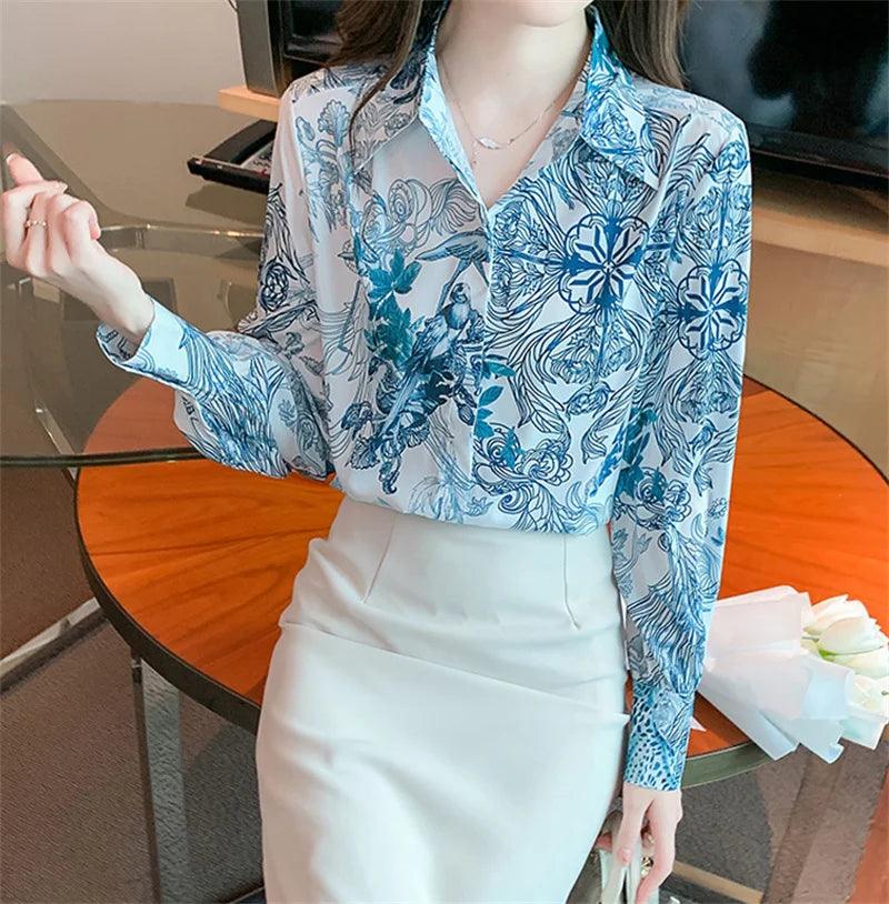 Spring Autumn Long Sleeve Office Ladies Blouses Tops - Trendy Mix